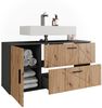 Waschbeckenunterschrank Irma Anthrazit/Goldkraft Eiche 120.1 x 60.6 cm mit 2 Schubladen und 1 Tür Vicco Bild 5