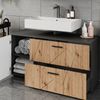 Waschbeckenunterschrank Irma Anthrazit/Goldkraft Eiche 120.1 x 60.6 cm mit 2 Schubladen und 1 Tür Vicco Bild 4