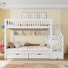 Merax Etagenbett Kinderbett 90x200cm mit 2 Schubladen Stauraumtreppe mit Kleiderschrank, weiß Bild 2