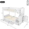 Merax Etagenbett Kinderbett 90x200cm mit 2 Schubladen Stauraumtreppe mit Kleiderschrank, weiß Bild 4