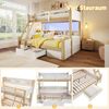 Merax Etagenbett 90x200cm/140x200cm Kinderbett Doppelbett mit Rausfallschutz, Hochbett mit Leiter, mit Schublade und Regal, Weiß + Natur Bild 5