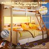 Merax Etagenbett 90x200cm/140x200cm Kinderbett Doppelbett mit Rausfallschutz, Hochbett mit Leiter, mit Schublade und Regal, Weiß + Natur Bild 2