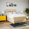 vidaXL Boxspringbett mit Matratze Creme 160x200 cm Stoff 3293643 Bild 4