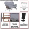 2er-Sofa HWC-P75, Gartensofa Gartenbank Couch 2-Sitzer, Stoff 220g/m² Poly-Rattan Metall ~ dunkelgrau, Polster hellgrau Bild 2