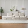 Modulares Sofa 215×160×81cm mit Chaiselongue aus Chenille in Beige – 4 Module, ohne Montage, links oder rechts stellbar Bild 3