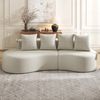 4-Sitzer Sofa B 240 x T 109 x H 60 cm aus Leinenstoff in Beige mit Becherhaltern Bild 4
