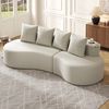 4-Sitzer Sofa B 240 x T 109 x H 60 cm aus Leinenstoff in Beige mit Becherhaltern Bild 2