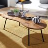 Design Couchtisch WL5.617 122 x 36 x 63 cm Sheesham mit Metallbeinen Schwarz, Nierentisch Massivholz, Holztisch Tischbeine Metall, Cooler Massivholztisch, Tisch Flach Modern Bild 2