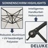 Sonnenschirm rund MARC 350cm Sandweiß UV-Schutz, Kurbelsystem Ampelschirm rund Freiarm Sonnenschirm 350 cm Kurbelschirm Standschirm Sonnenschutz Gartenschirm Balkonschirm klassisch Bild 2