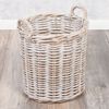 Rattankorb BAKUL rund White-Wash 40cm Durchmesser mit Griffen Aufbewahrungskorb Korb Bild 3