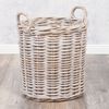 Rattankorb BAKUL rund White-Wash 40cm Durchmesser mit Griffen Aufbewahrungskorb Korb Bild 2