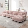 Sofa 4‑Sitzer, modular – Vintage-Chenille Rosa, tiefer Sitz & bewegliche Ottomans,H 81 x T 406 x B 145 cm Bild 2