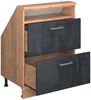 Küchenschrank für Dachschrägen R-Line Schwarz Beton 60 cm mit 2 Schubladen Vicco Bild 5