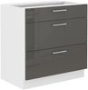 Unterschrank 80 Lara Grau Hochglanz Küchenzeile Küchenblock Küche Soft-Close Bild 1
