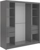 Schwebetürenschrank DUBROWNIK mit großer Spiegelfront, moderner Kleiderschrank, Breite 200 cm - Grau - inkl. Schubladen Bild 4
