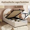 Flieks Polsterbett, Hydraulisches Kinderbett 90x200cm mit gepolstertem Kopfteil & Stauraum Bild 4