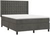 vidaXL Boxspringbett mit Matratze & LED Dunkelgrau 140x200 cm Samt 3139806 Bild 4