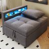 Schlafsofa 177x68x65cm 3‑in‑1, Leinenbezug, 5‑fach verstellbare Rückenlehne, LED & USB/Typ‑C,Dunkelgrau Bild 5