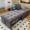 Schlafsofa 177x68x65cm 3‑in‑1, Leinenbezug, 5‑fach verstellbare Rückenlehne, LED & USB/Typ‑C,Dunkelgrau Bild 2