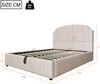 Merax Doppelbett, Polsterbett 140*200cm, Ausgestattet mit hydraulischer Staufunktionund Stauraum, Weicher gestreifter Plüschstoff, Beige Bild 4