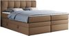 Boxspringbett mit Doppelmatratze - ALVIN-KING Braun 160x200 cm Kunstleder Mittelfest (H3) Bild 3