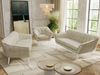 Wohnzimmerset, Möbelset PIRS 3-3-1, Armlehnen, Wellenfederung, weiße Füße, Dreisitzer Sofas mit Sessel, Polstermöbel Set - Beige Velvet Bild 4