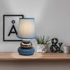 Tischlampe Wohnzimmer Tischleuchte Schlafzimmer Keramik Stoff Blau 3045312 Bild 2
