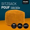 Lumaland Sitzsack Pouf aus Cord | Kompakter 50L Gaming Pouf mit 3-in-1-Funktion: bequemer Hocker, praktisches Tischchen & stylischer Indoor Fußschemel | Ø 25x45 cm [Senfgelb] Bild 2