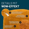 Lumaland Sitzsack Pouf aus Cord | Kompakter 50L Gaming Pouf mit 3-in-1-Funktion: bequemer Hocker, praktisches Tischchen & stylischer Indoor Fußschemel | Ø 25x45 cm [Senfgelb] Bild 4