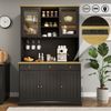 Merax 191cm Buffetschränke, Esszimmer-Hochschrank, mit Glastüren, Gläserhalter, mehrstufigem Stauraum, integrierter Steckdose sowie USB-C- und USB-A-Anschlüssen, Schwarz Bild 2