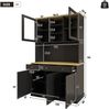 Merax 191cm Buffetschränke, Esszimmer-Hochschrank, mit Glastüren, Gläserhalter, mehrstufigem Stauraum, integrierter Steckdose sowie USB-C- und USB-A-Anschlüssen, Schwarz Bild 4