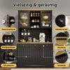 Merax 191cm Buffetschränke, Esszimmer-Hochschrank, mit Glastüren, Gläserhalter, mehrstufigem Stauraum, integrierter Steckdose sowie USB-C- und USB-A-Anschlüssen, Schwarz Bild 5