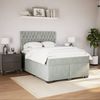vidaXL Boxspringbett mit Matratze Hellgrau 140x200 cm Samt 3290936 Bild 3