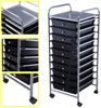 COSTWAY Rollwagen mit Schubladen Rollcontainer Badrollwagen Badtrolley Badregal Beistellwagen mit 10 stapelbaren Schubladen Metallgestell Schwarz Bild 2