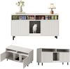 Katzentoiletten-Schrank/Katzenstreuwanne-Schrank mit Sandauffangmatte, Haustier-Schrank mit Ablage, Haustier-Sideboard/TV-Schrank, ohne Katzenstreuwanne, 120x50x66cm, Weiß Bild 5