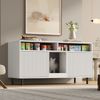 Katzentoiletten-Schrank/Katzenstreuwanne-Schrank mit Sandauffangmatte, Haustier-Schrank mit Ablage, Haustier-Sideboard/TV-Schrank, ohne Katzenstreuwanne, 120x50x66cm, Weiß Bild 4