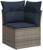 vidaXL 7-tlg. Garten-Sofagarnitur mit Kissen Grau Poly Rattan 3327386 Bild 4