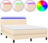 vidaXL Boxspringbett mit Matratze & LED Creme 140x190 cm Stoff, Härtegrad: H2 [3132994] Bild 2