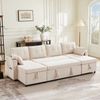 U-förmiges Schlafsofa Baumwoll-Leinen Beige, 270x130x86 cm, mit Stauraum & Getränkehalter Bild 2