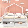 Hausbett, Doppelbett, Kinderbett, Gitterbett mit 2 MDF-Schubladen, Schubladen auf Rollen, Lattenrost aus Kiefer, weiß (200x90cm) Bild 2