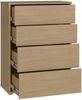 Forte Alice Springs Kommode 70 80, modern-minimalistisch, 4 Schubladen, Wohn-/Schlafzimmer, Holzwerkstoff, Elegancia Eiche Holzdekor, 74,5 cm breit x 99,1 cm hoch x 34,9 cm tief Bild 4
