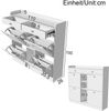 Edler weißer Schuhschrank mit 4 Klapptüren, 2 Schubladen, 3 offenen Fächern - perfekt für moderne Flure und Eingangsbereiche, Maße 110 x 26 x 100 cm Bild 5