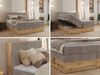 Boxspringbett, Set mit zwei Multipocket-Matratze und Topper, hohe Kopfteil, Eiche Wotan Holzrahmen - WOOD CLASSIC KING - 180 x 200 cm - Hellbraun Cord - H4 Bild 2