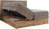 Boxspringbett, Set mit zwei Multipocket-Matratze und Topper, hohe Kopfteil, Eiche Wotan Holzrahmen - WOOD CLASSIC KING - 180 x 200 cm - Hellbraun Cord - H4 Bild 5