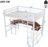 Merax Hochbett, 140 x 200 cm, Kinderbett, Jugendbett, mit farbwechselnder LED-Lichtleiste, mit Schreibtisch, 1 USB-Anschluss + 1 Typ-C-Anschluss und 2 Steckdosen, mit Lochwand, Weiß Bild 4