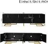Merax TV-Schrank, Lowboard mit strukturierten Türen, TV-Möbel, goldene Griffe und goldene Beine, Schwarz Bild 4