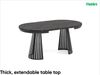 MEBLINI Esstisch Rund Ausziehbar aus Metall - 100-176x76 cm - CONEY - Schwarz Marmor/Schwarz Matt - Loft - Esszimmertisch Modern - Küchentisch - Ausziehtisch - Round Dining Table Bild 2