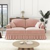 Flieks 2-Sitzer Sofa, Modular Sofa mit 2 Kissen, abnehmbarer Volant, Flared-Armlehnen & Holzbeinen, Chenille, Rosa Bild 3
