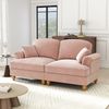 Flieks 2-Sitzer Sofa, Modular Sofa mit 2 Kissen, abnehmbarer Volant, Flared-Armlehnen & Holzbeinen, Chenille, Rosa Bild 2