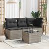 vidaXL Gartentisch mit Glasplatte Grau 55x55x37 cm Poly Rattan 366120 Bild 3